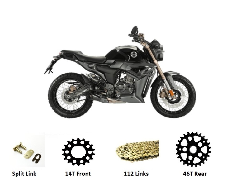 Zontes 125 G1 ABS Heavy Duty Chain & Sprockets GOLD 2021 - 2025 models